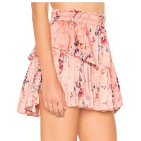Loveshackfancy Silk Ruffle mini floral skirt S - Picture 3 of 9